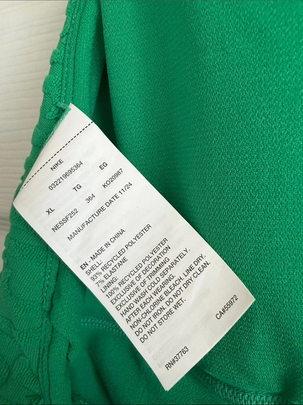 Nike Swoosh Link Terry Y-Back One Piece Swimsuit Green XL NWT Adjustable